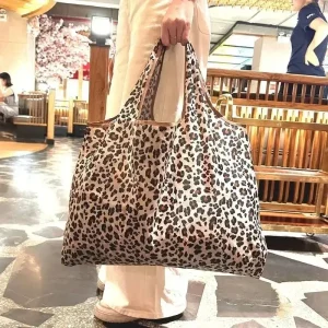 Women's Tote Bag Large Capacity Leopard Print Hand Shopping Bag Women's Everyday Folding Handbag Shoulder Bag Cabas Beach Bags