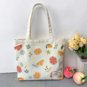 Cartoon Shopping Bag Summer Small Fresh Art Fruit Canvas Shoulder Bag Tote Open Cloth Bag Student Bag Tote Bag Designer Bag