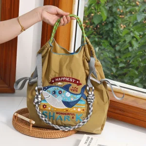 Fashion Shopping Tote Bag for Women Original Eco-friendly Bag Exquisitely Embroidered Nylon Handbag Shoulder Bag Designer Bag
