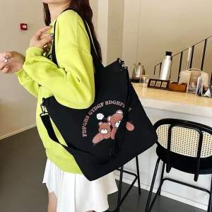 Yugui Dog Large Capacity Canvas Shoulder Bag Japanese Korean Cartoon Student Diagonal Cross Class Tutoring Bag